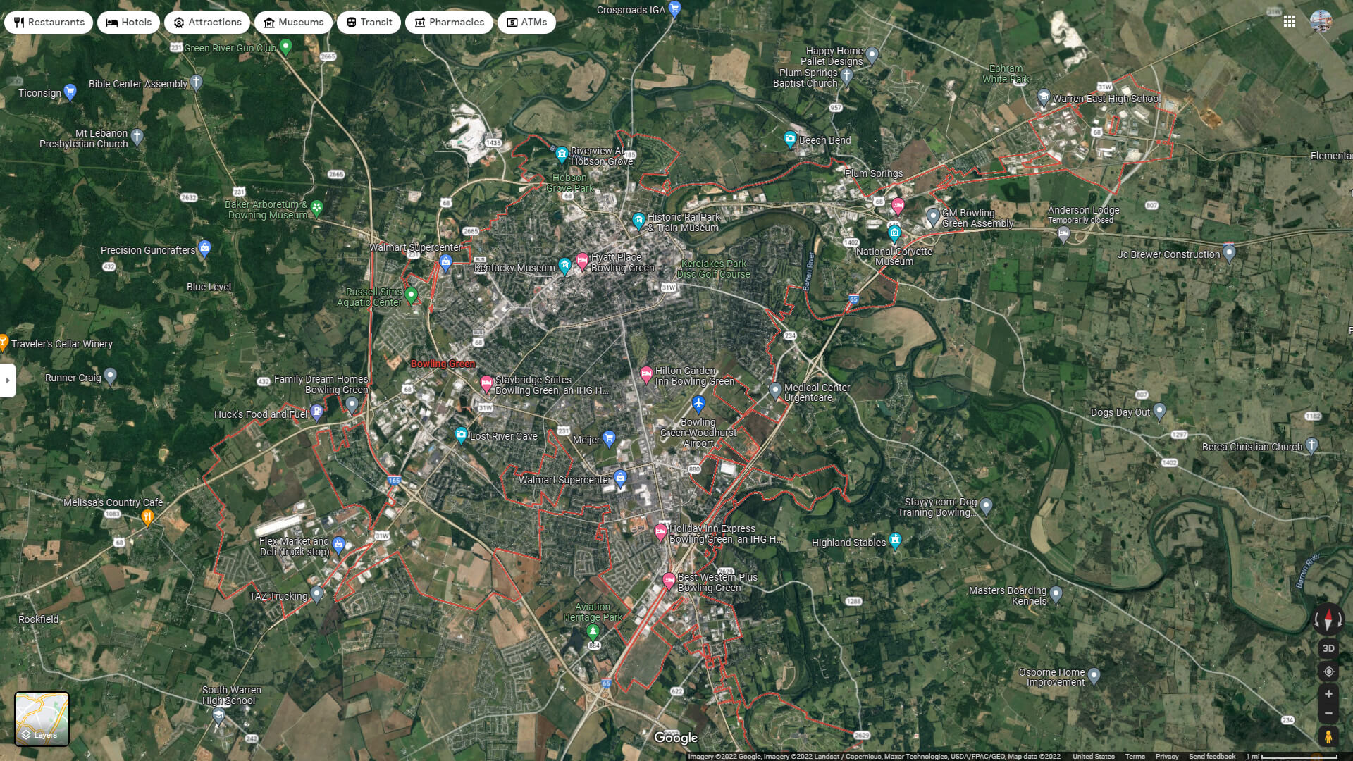 Bowling Green Aerial Map Kentucky